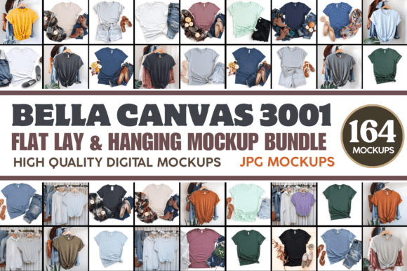 Download Bella Canvas 3001 Flat Lay Mockup Bundle - Flat lay mockup Collection